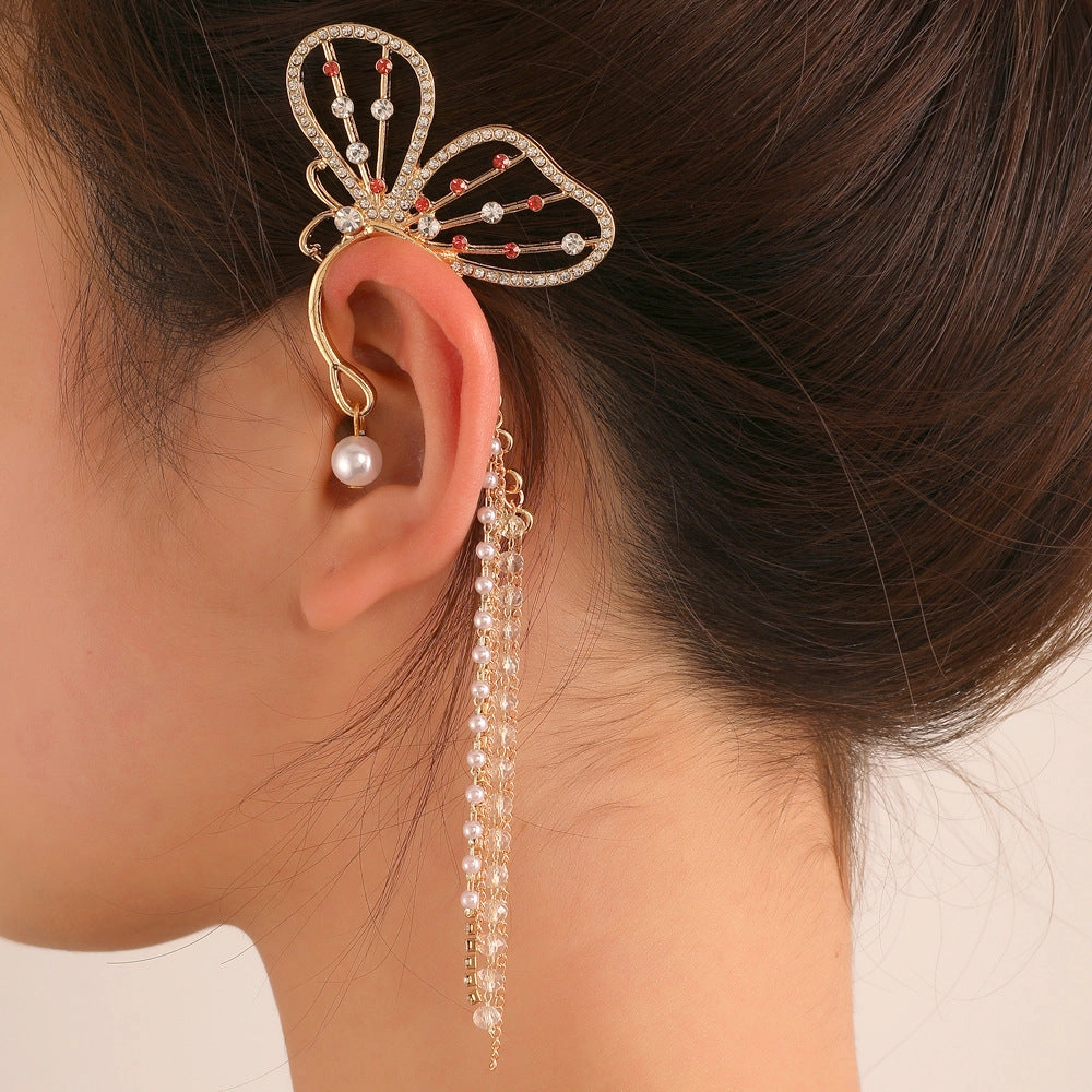 Wholesale Butterfly Tassel Alloy Earrings