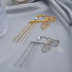 Wholesale Butterfly Tassel Alloy Earrings