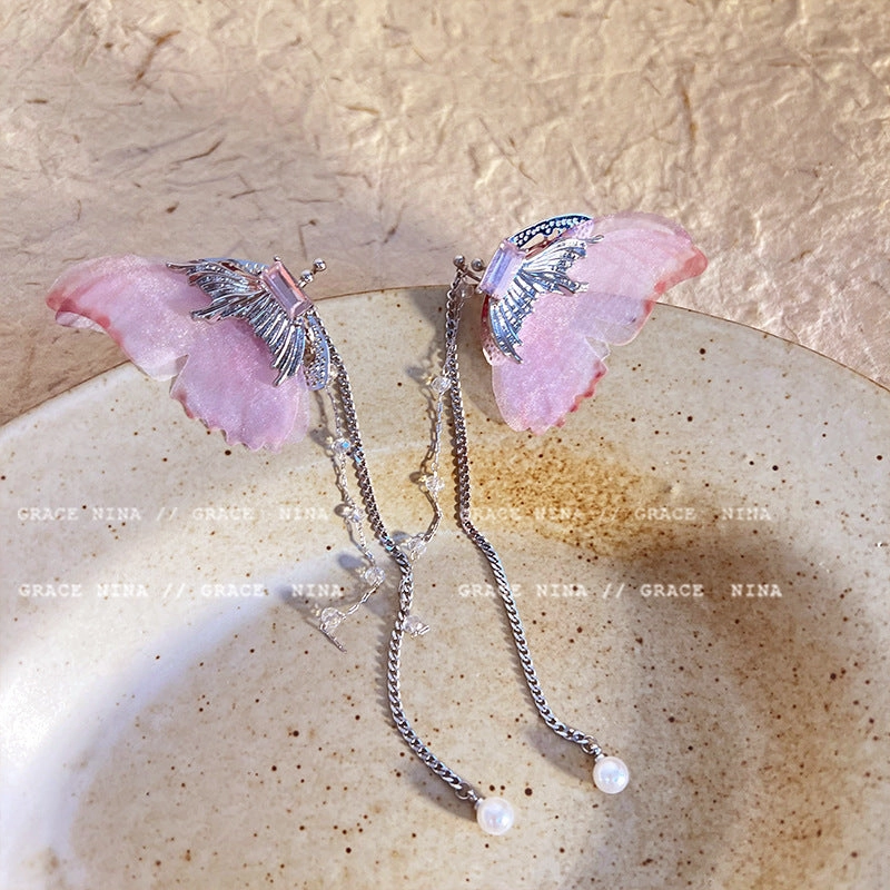Wholesale Butterfly Tassel Alloy/silver Plated/gold Plated Earrings