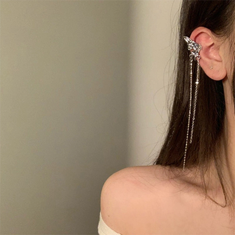 Wholesale Butterfly Tassel Ear Cuff Earrings Alloy