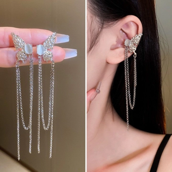 Wholesale Butterfly Tassel Ear Cuff Earrings Alloy
