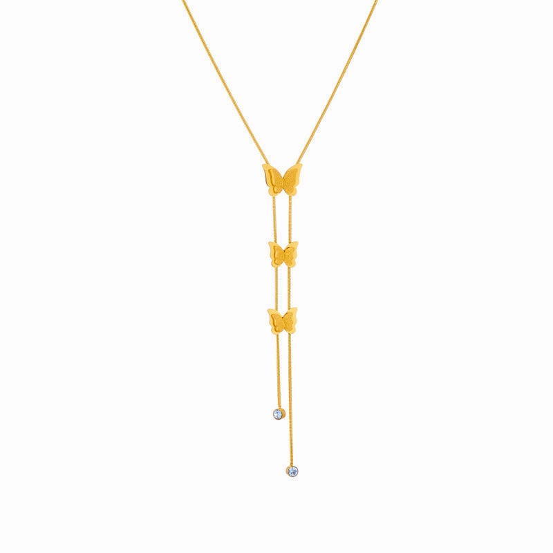 Wholesale Butterfly Titanium Steel Frosted Necklace Clavicle Chain