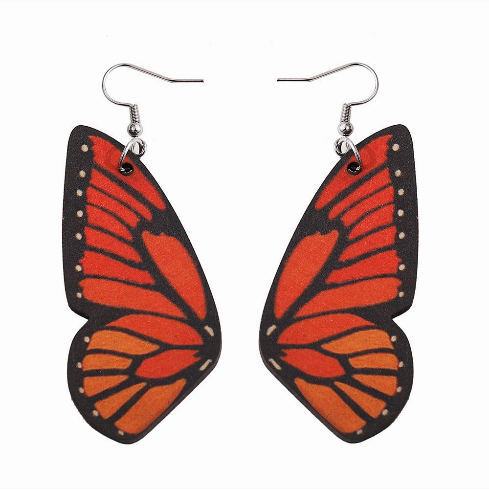 Wholesale Butterfly Wings Double Sided Wooden Earrings