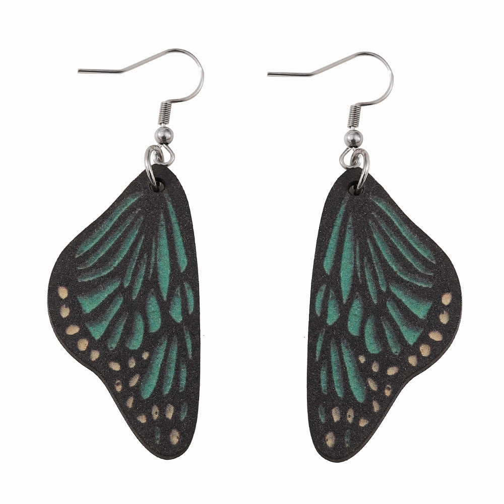 Wholesale Butterfly Wings Double Sided Wooden Earrings