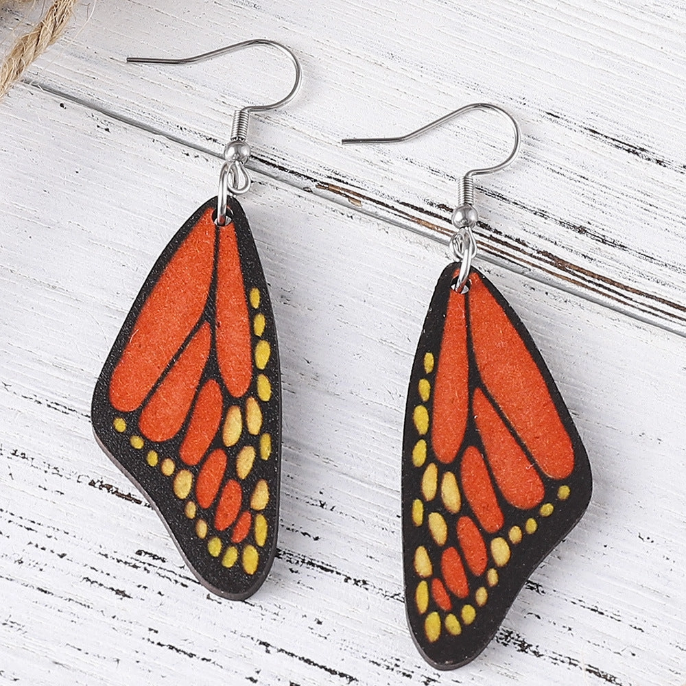 Wholesale Butterfly Wings Double Sided Wooden Earrings