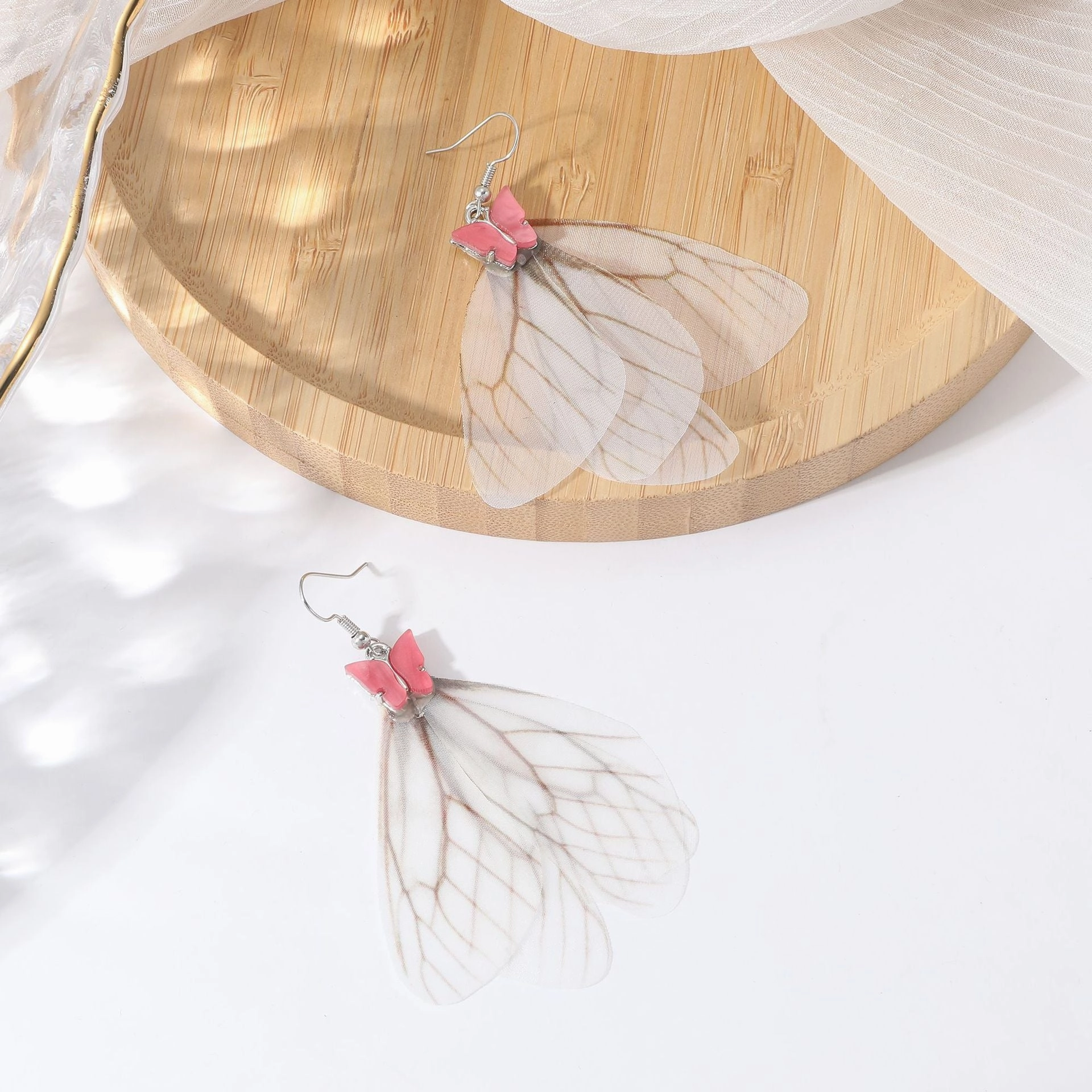Wholesale Butterfly Wings Fringed Acrylic Earrings