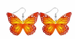 Wholesale Butterfly Wings Simulated Butterfly Double Sided Printed Leather Earrings