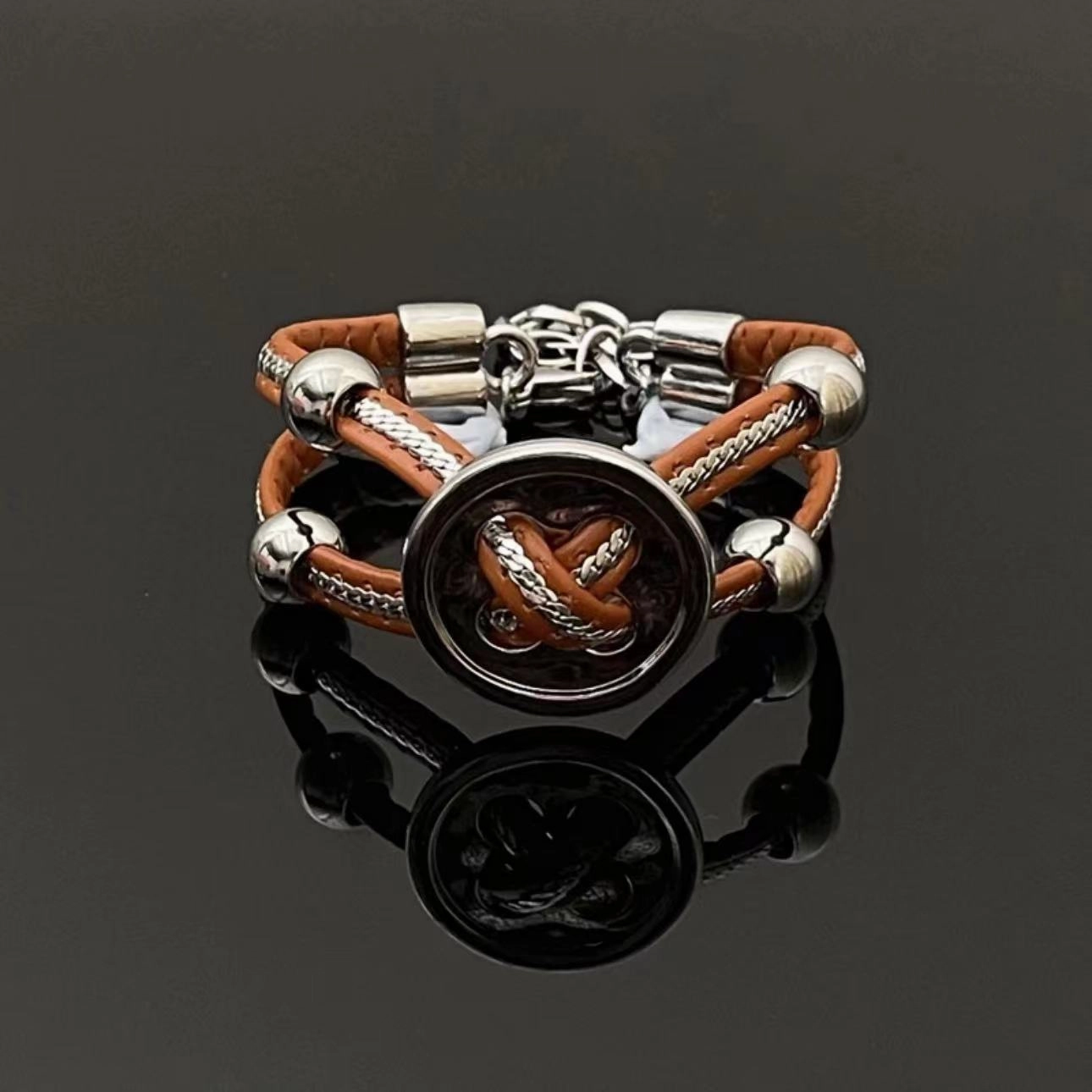 Wholesale Button Leather Cord Clavicle Chain Bracelet