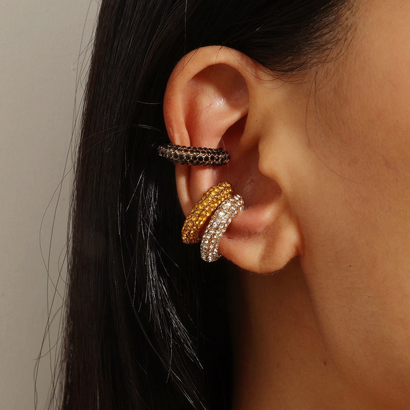 Wholesale C Shape Diamond Alloy Clip/cuff Earrings