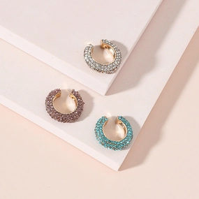 Wholesale C Shape Diamond Alloy Clip/cuff Earrings