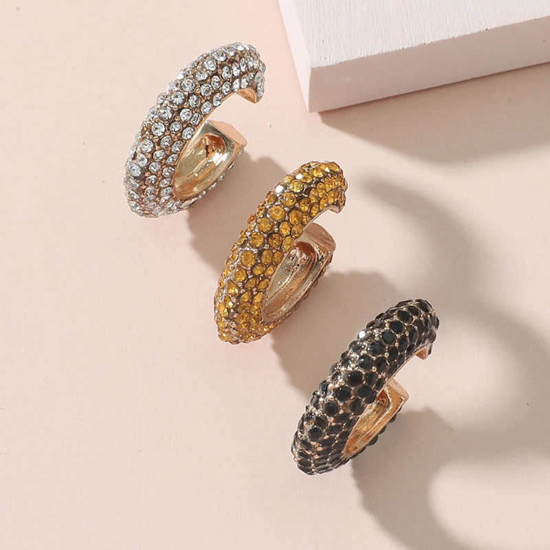 Wholesale C Shape Diamond Alloy Clip/cuff Earrings