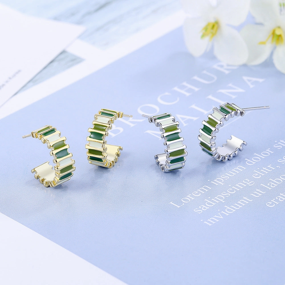Wholesale C Shape Geometric Copper Earrings
