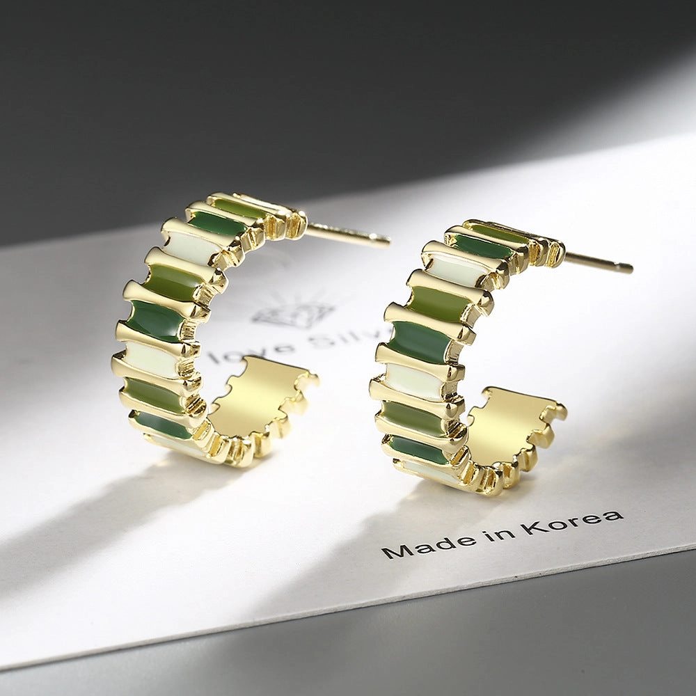 Wholesale C Shape Geometric Copper Earrings