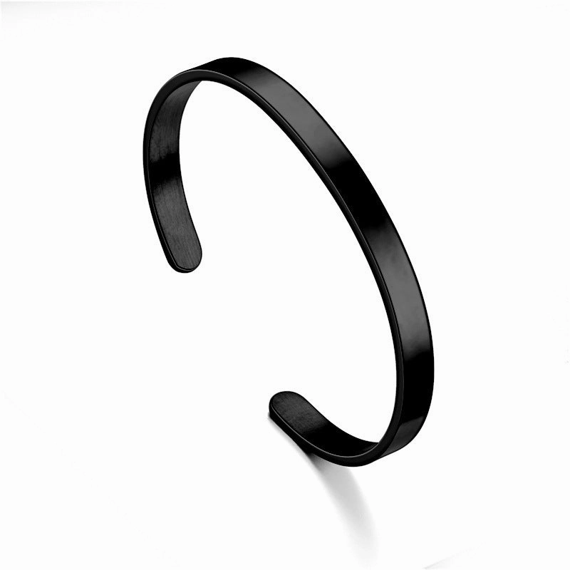 Wholesale C Shape Opening Text Stainless Steel Titanium Bracelet