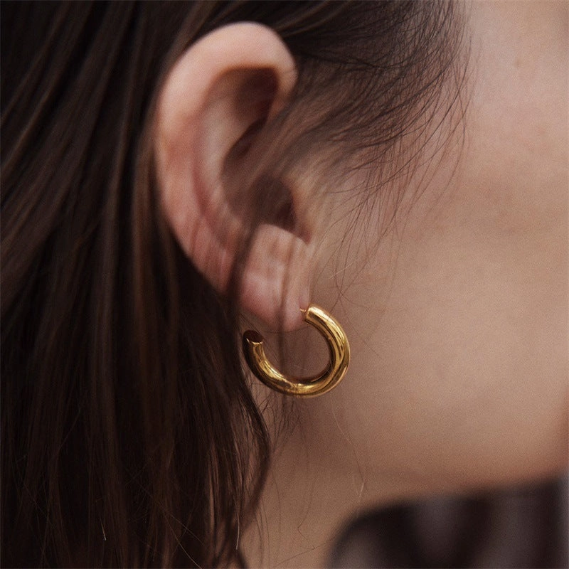 Wholesale C Shape Personality Stainless Steel Earrings