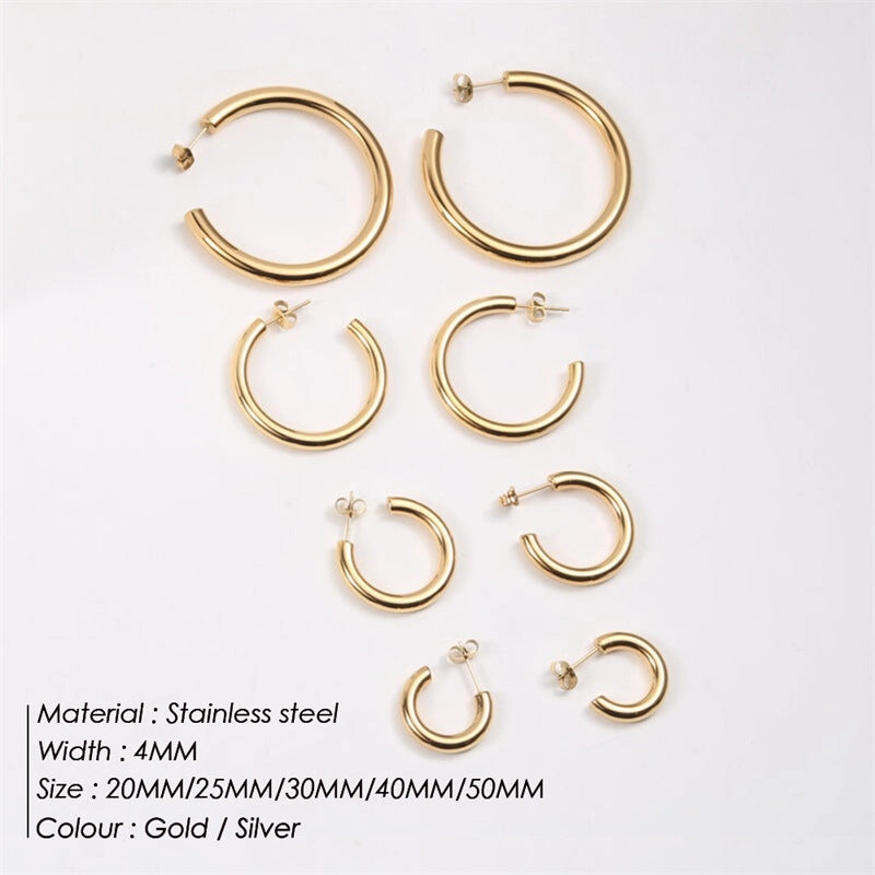 Wholesale C Shape Personality Stainless Steel Earrings