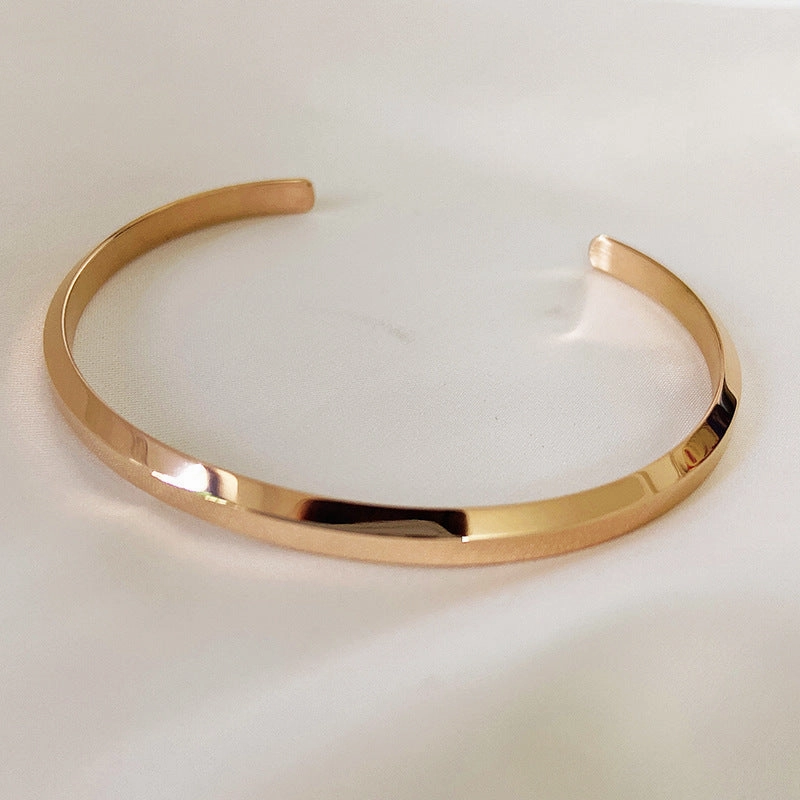 Wholesale C Shape Titanium Steel Rose Gold Open Bracelet