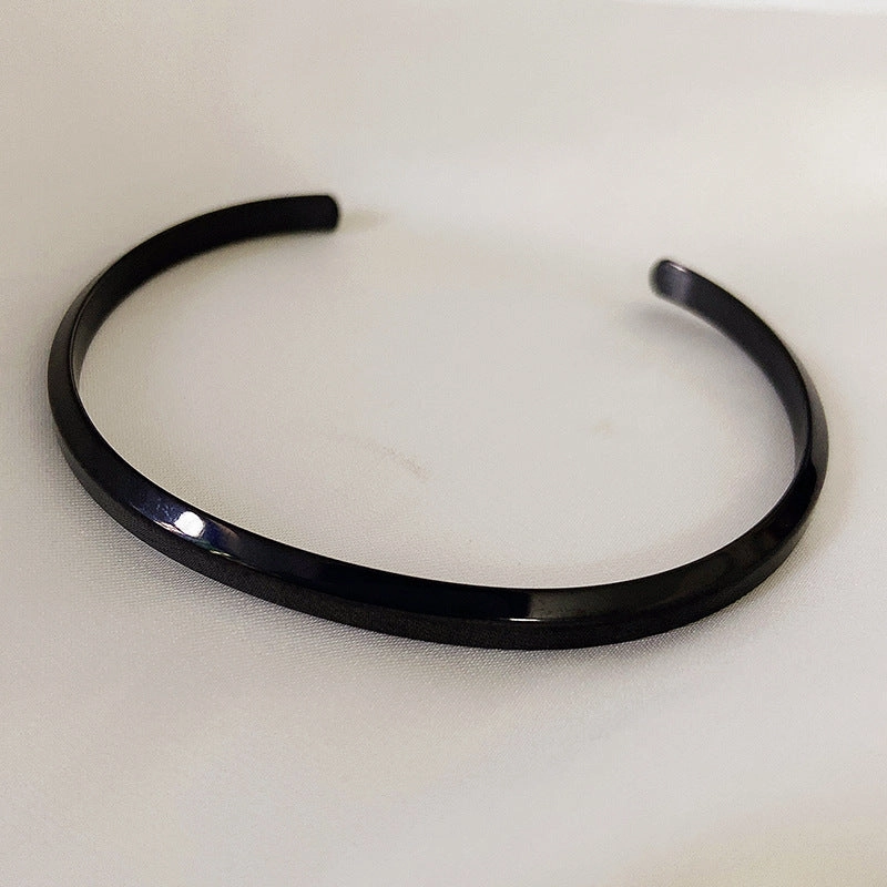 Wholesale C Shape Titanium Steel Rose Gold Open Bracelet
