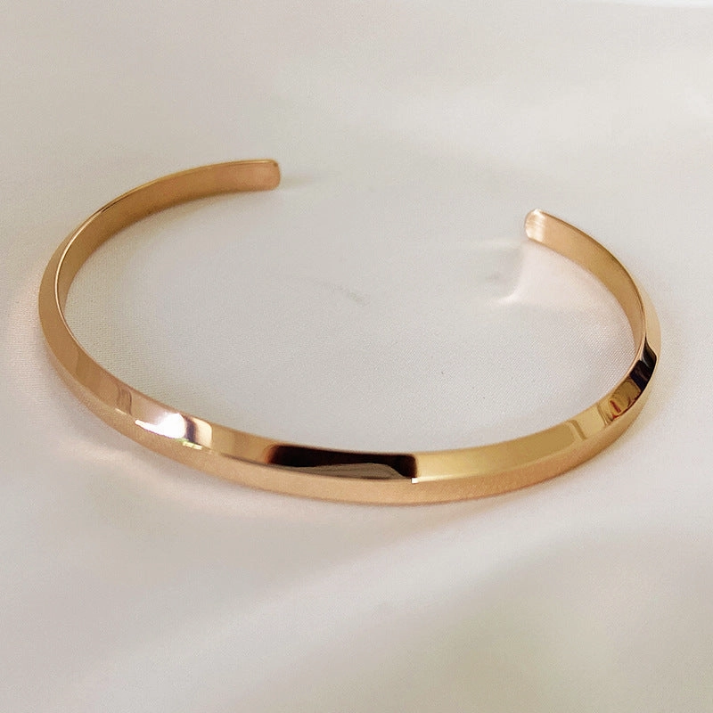 Wholesale C Shape Titanium Steel Rose Gold Open Bracelet