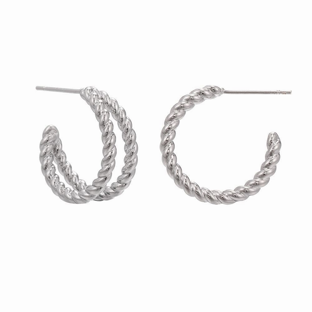 Wholesale C Shape Twist Gold Earrings Copper