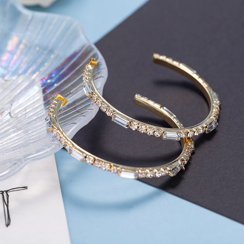 Wholesale C-shaped Diamond Earrings
