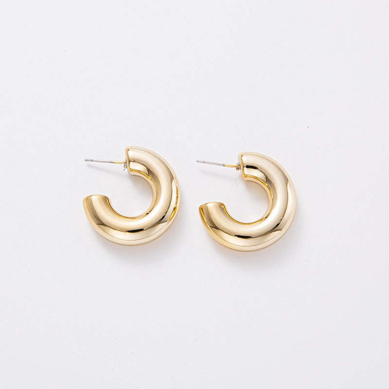 Wholesale C-shaped Electroplating Simple Plain Ring Acrylic Earrings