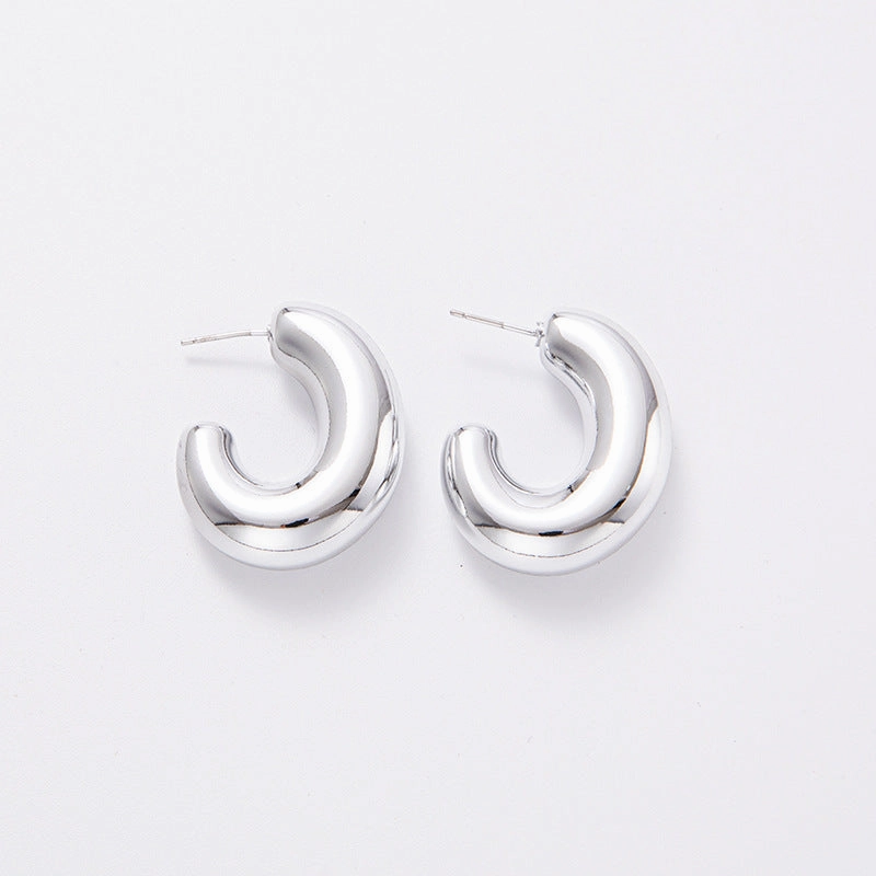 Wholesale C-shaped Electroplating Simple Plain Ring Acrylic Earrings