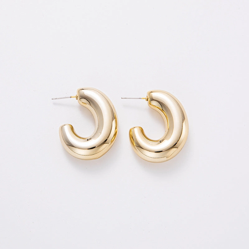 Wholesale C-shaped Electroplating Simple Plain Ring Acrylic Earrings