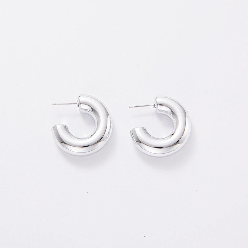 Wholesale C-shaped Electroplating Simple Plain Ring Acrylic Earrings