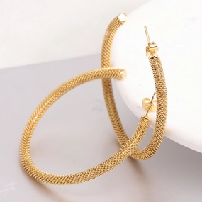 Wholesale C-shaped Stainless Steel 18K Gold Earrings with Openings