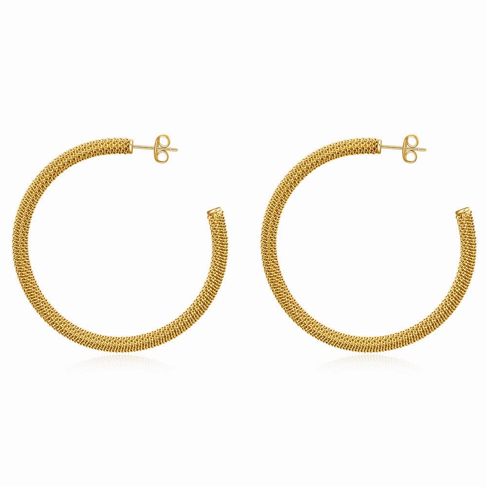 Wholesale C-shaped Stainless Steel 18K Gold Earrings with Openings