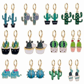 Wholesale Cactus Elephant Ladybug Alloy Earrings