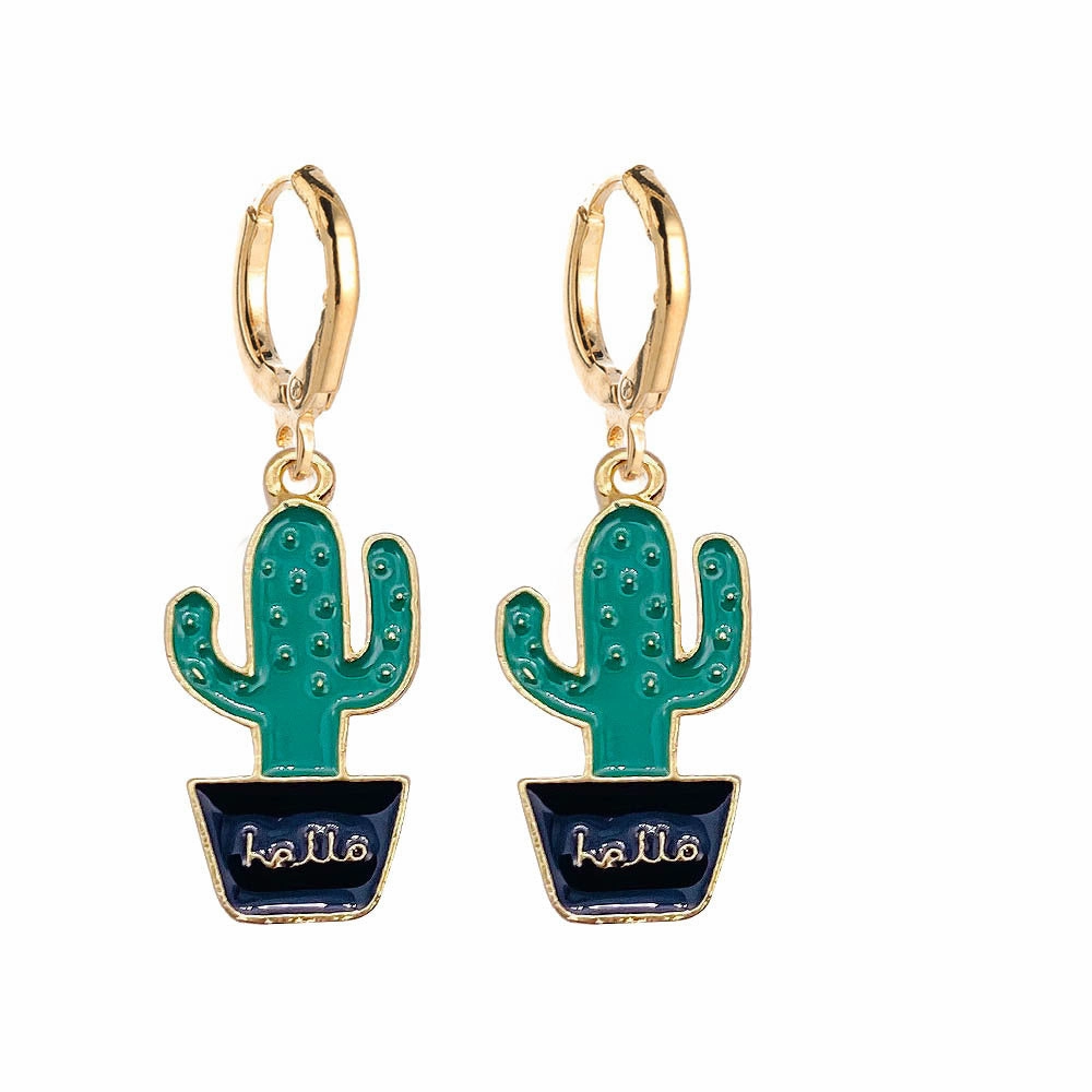 Wholesale Cactus Elephant Ladybug Alloy Earrings