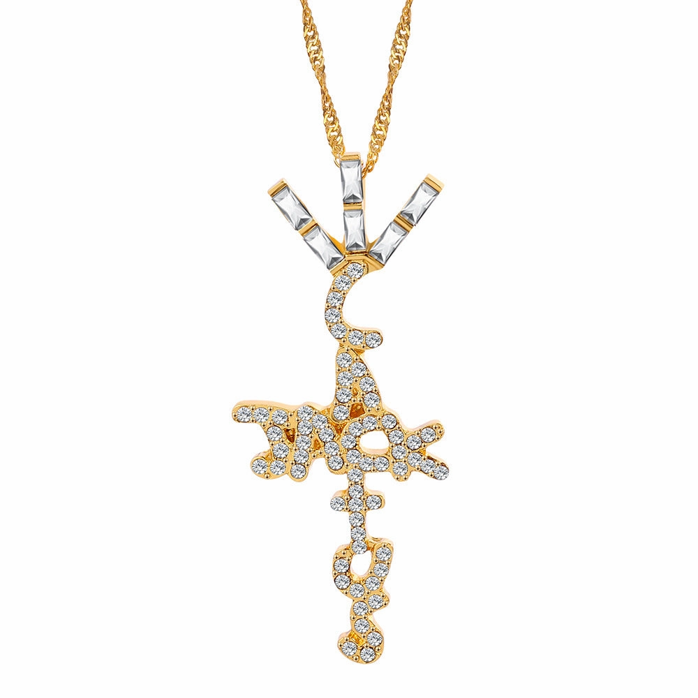 Wholesale Cactus Jack Letter Hollow Pendant Alloy Necklace
