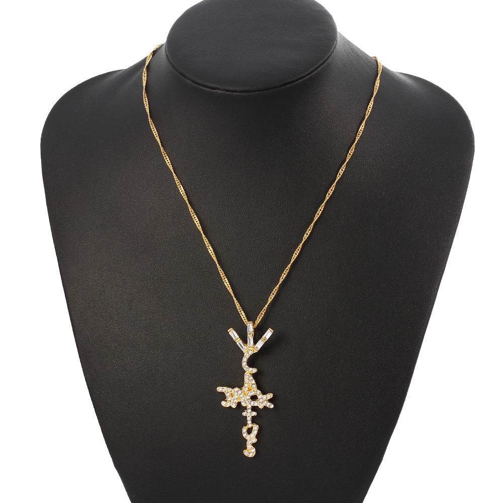 Wholesale Cactus Jack Letter Hollow Pendant Alloy Necklace