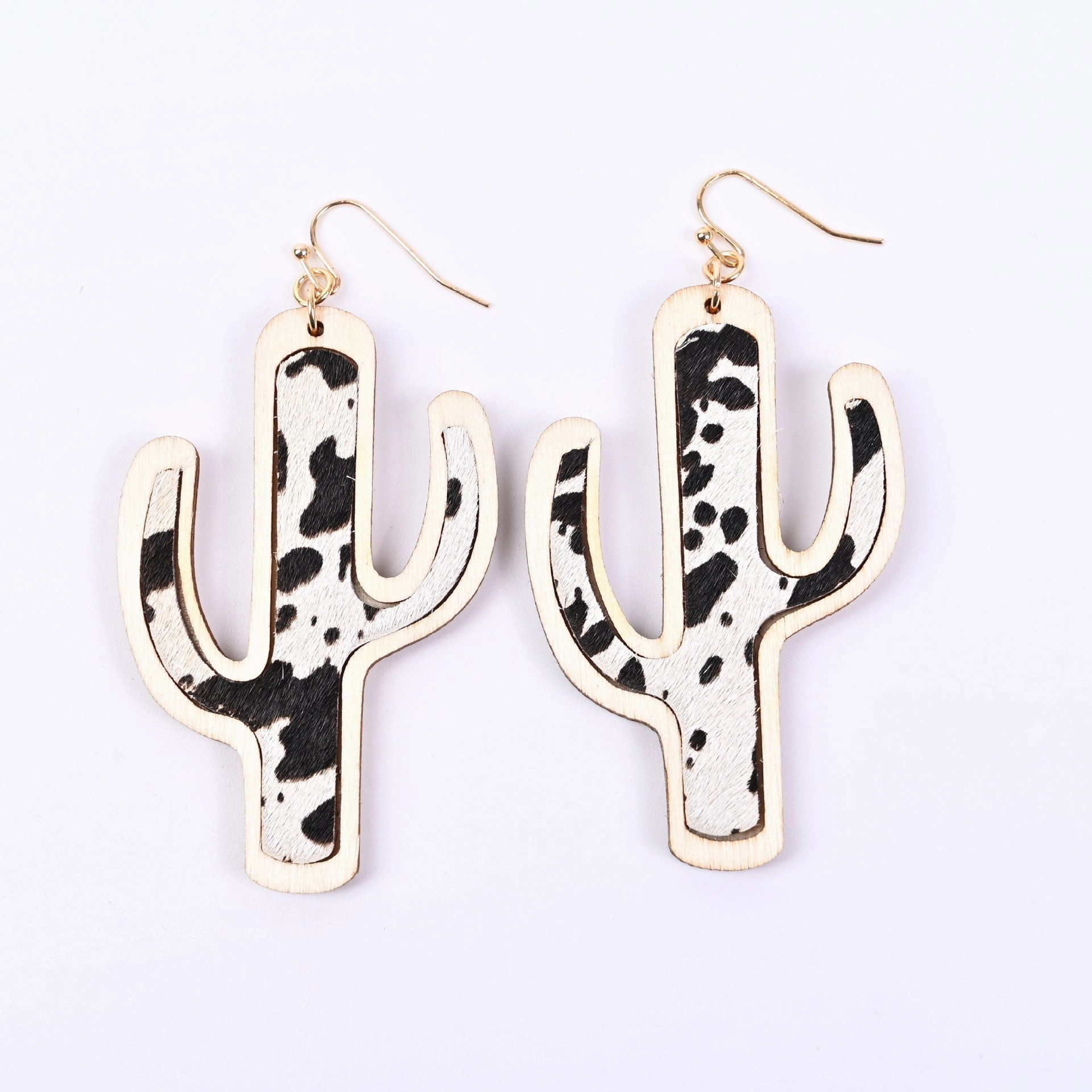 Wholesale Cactus Tree Shaped Wood Earrings