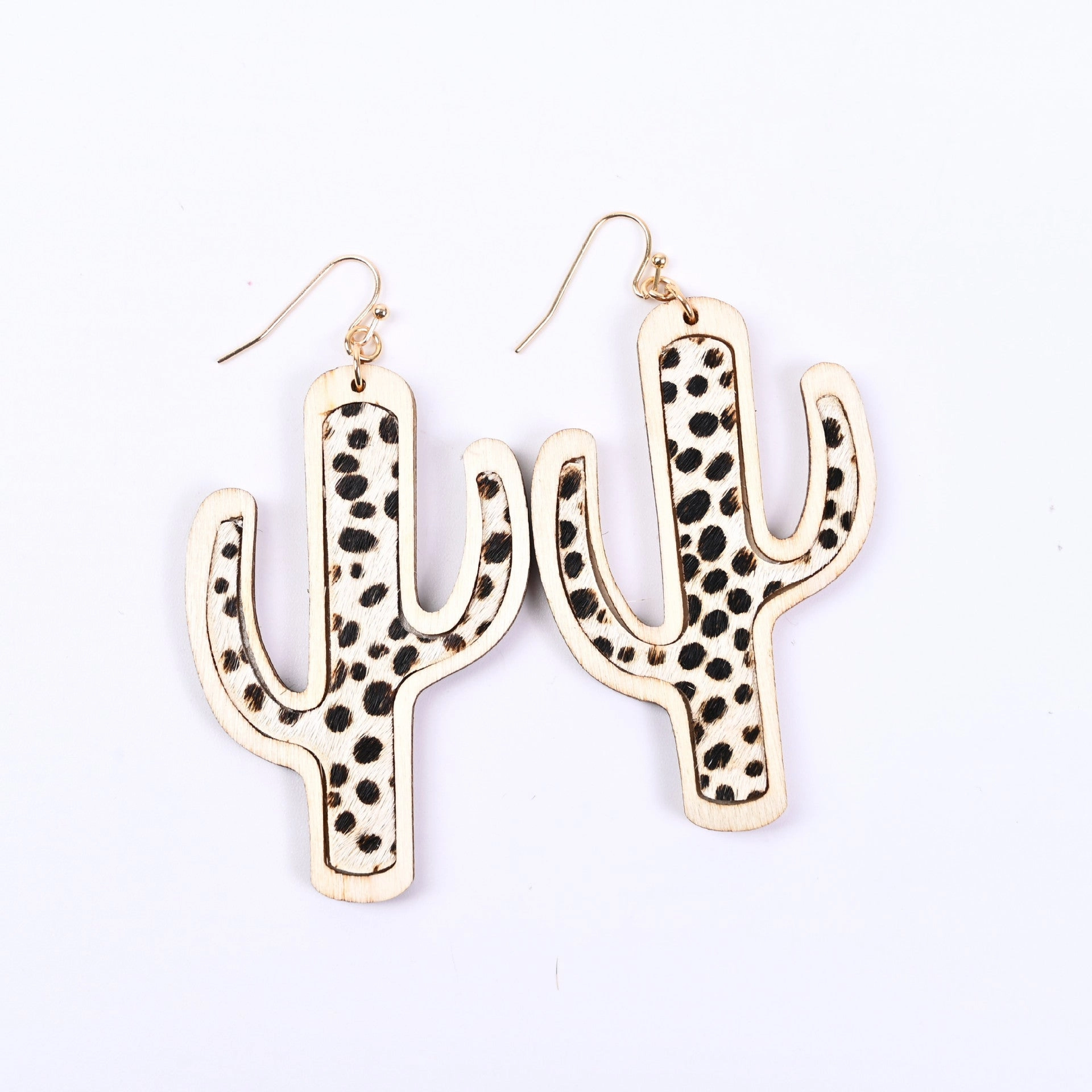 Wholesale Cactus Tree Shaped Wood Earrings
