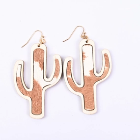 Wholesale Cactus Tree Shaped Wood Earrings