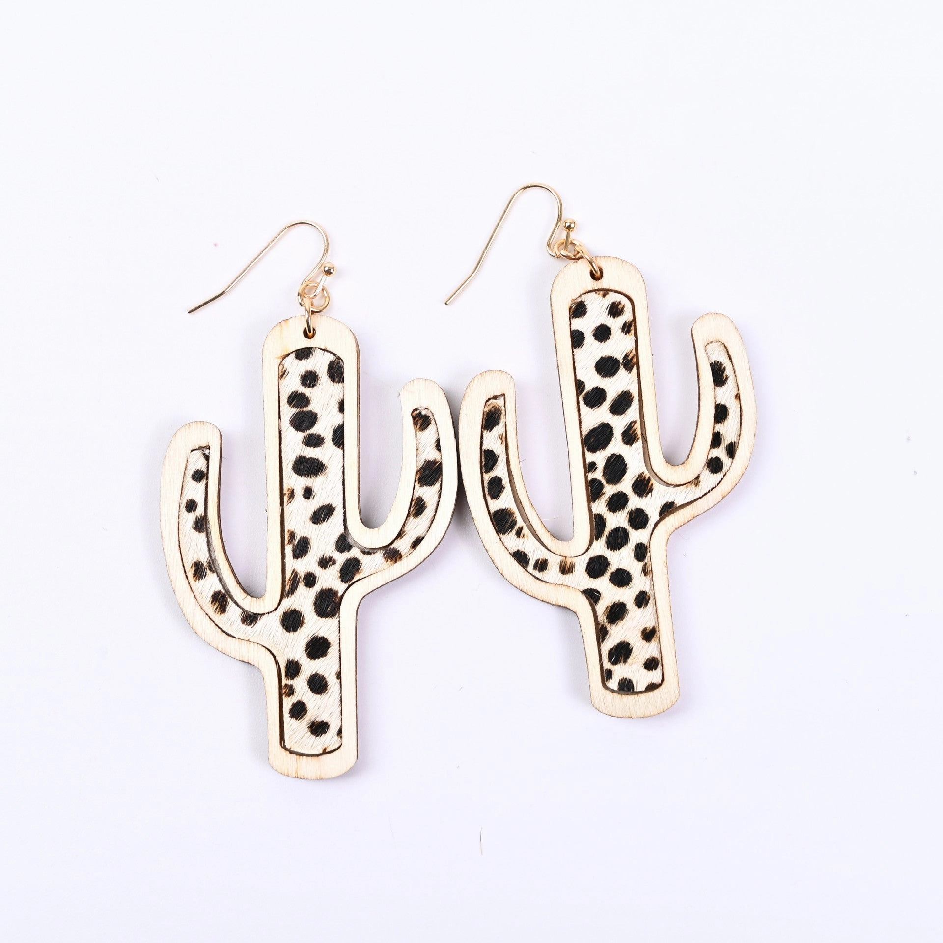 Wholesale Cactus Tree Shaped Wood Earrings