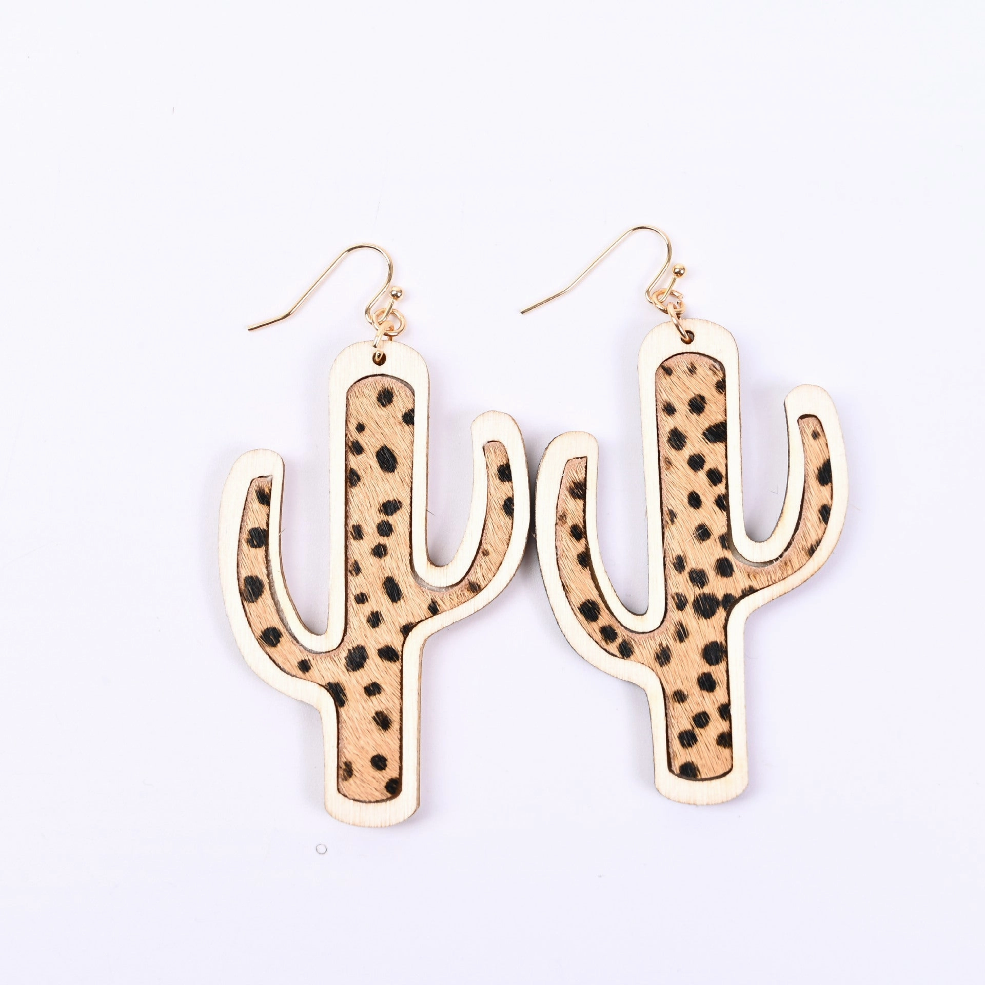 Wholesale Cactus Tree Shaped Wood Earrings