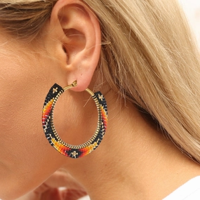 Wholesale Cajun Glass Rice Beads Hoop Earrings