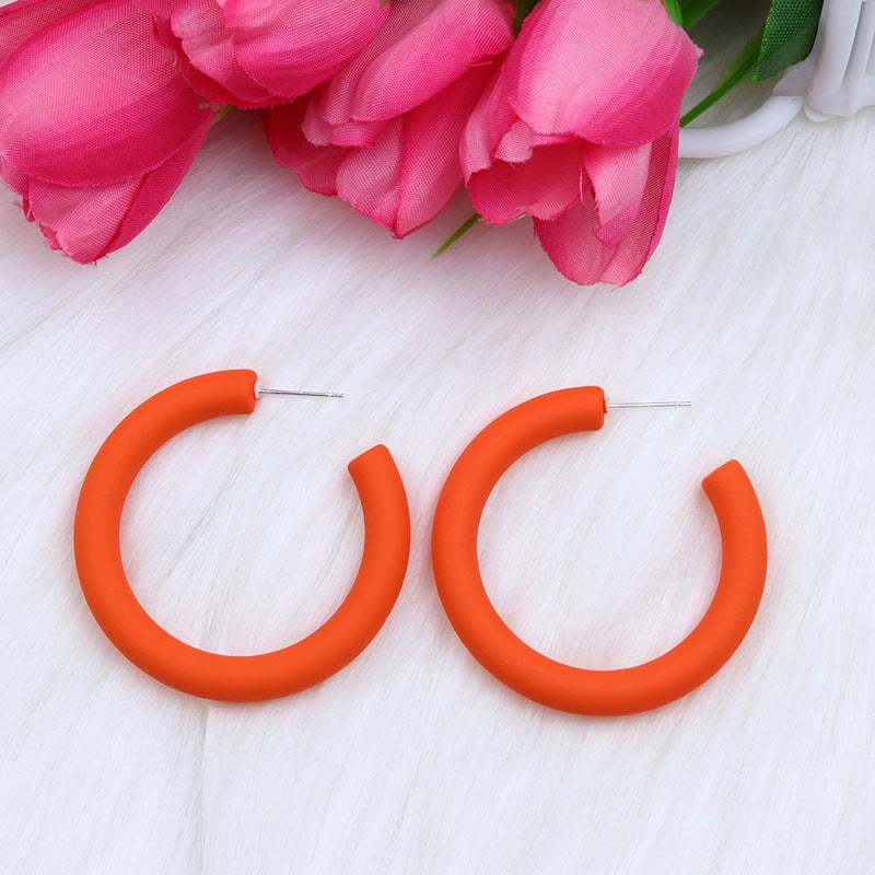 Wholesale Candy Color C Shape Spray Paint Acrylic Earrings