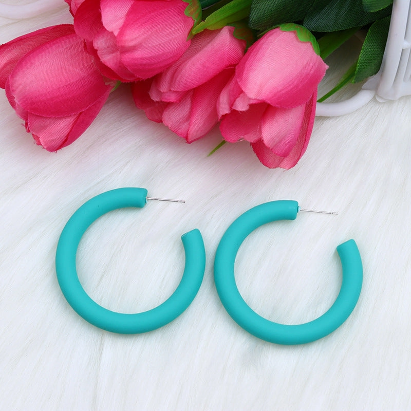 Wholesale Candy Color C Shape Spray Paint Acrylic Earrings
