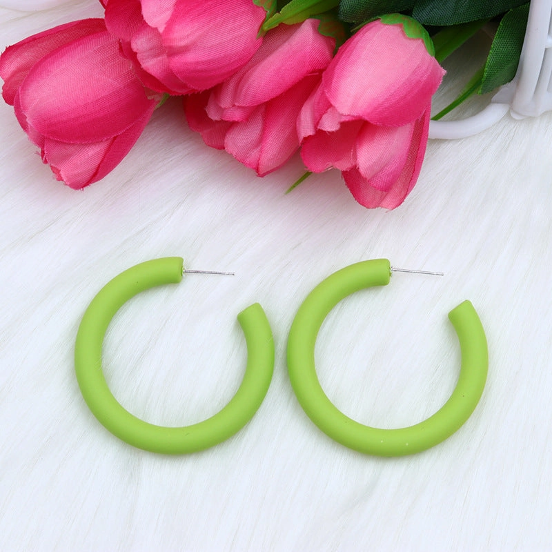 Wholesale Candy Color C Shape Spray Paint Acrylic Earrings