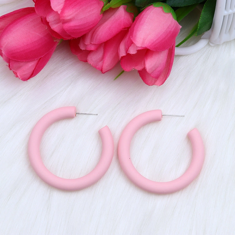 Wholesale Candy Color C Shape Spray Paint Acrylic Earrings
