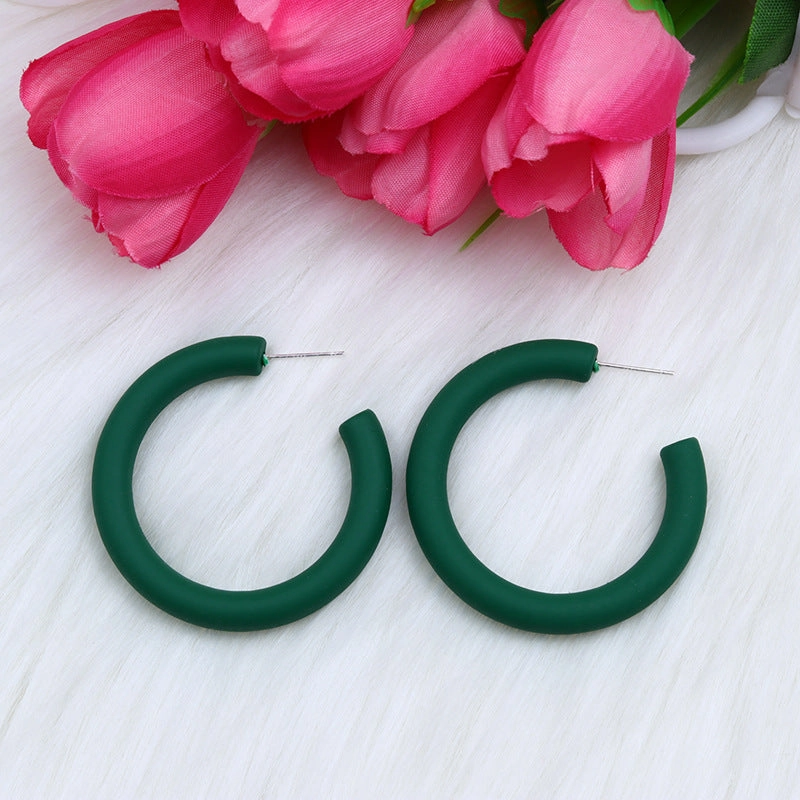 Wholesale Candy Color C Shape Spray Paint Acrylic Earrings