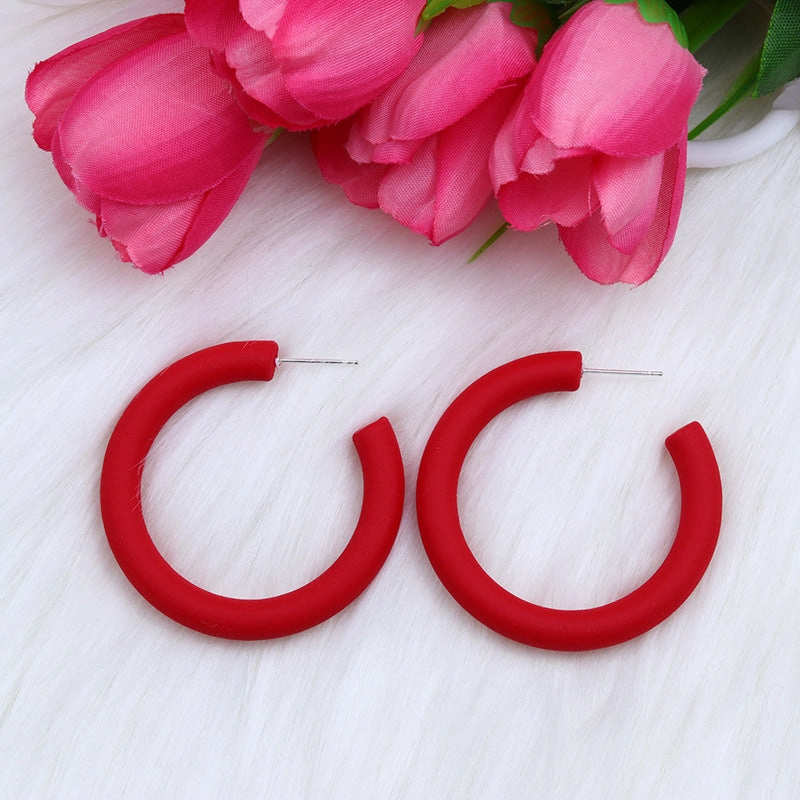 Wholesale Candy Color C Shape Spray Paint Acrylic Earrings