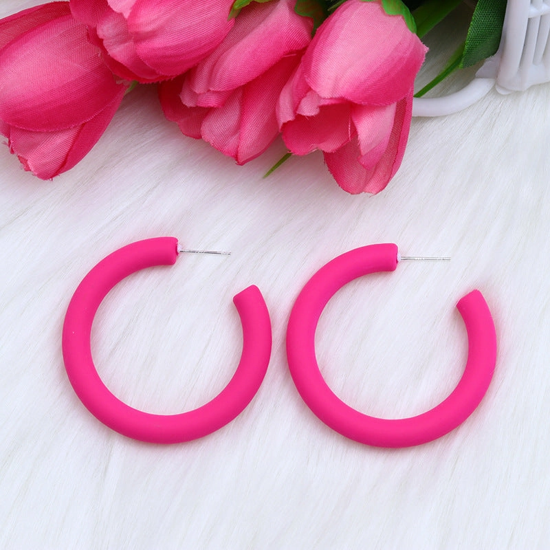 Wholesale Candy Color C Shape Spray Paint Acrylic Earrings