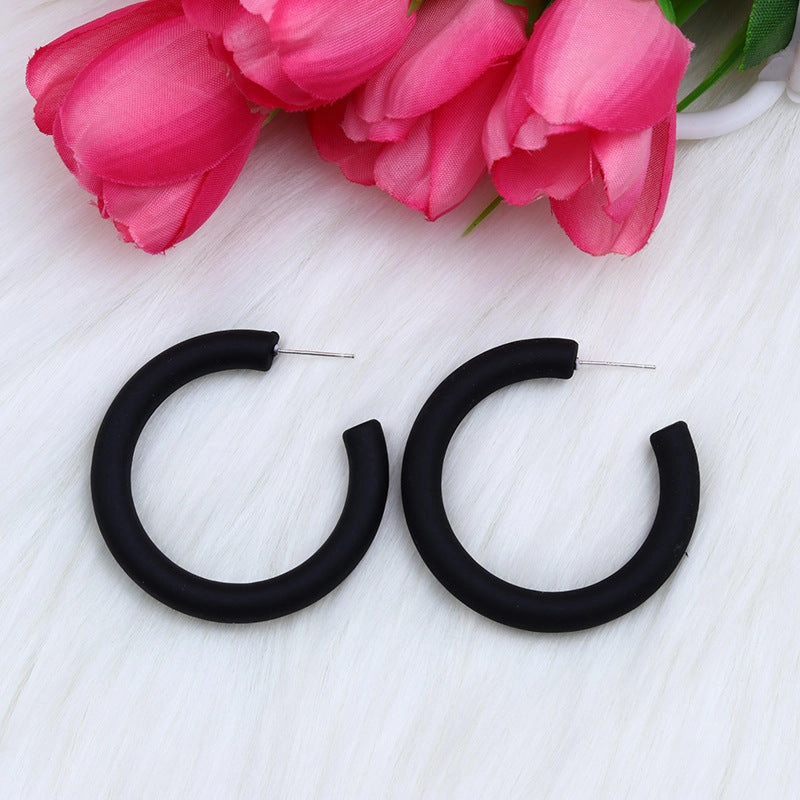 Wholesale Candy Color C Shape Spray Paint Acrylic Earrings