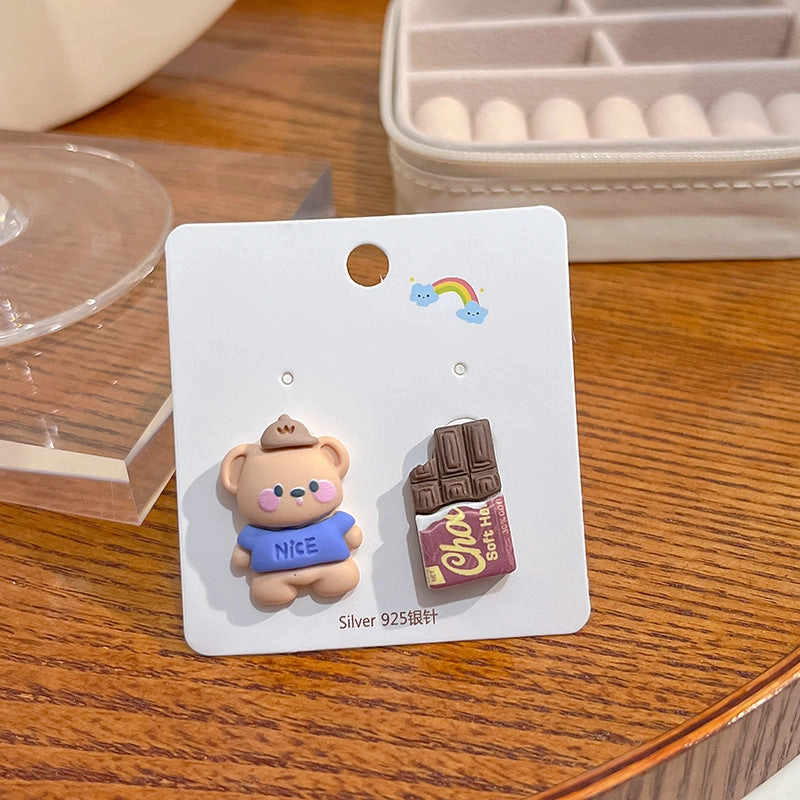 Wholesale Candy Color Rabbit Bear Ice Cream Match Color Strawberry Fruit Resin Earrings